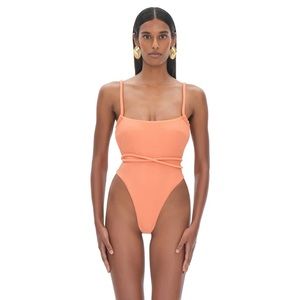 Andrea Iyamah Lima Peach One-Piece Swimsuit, Medium